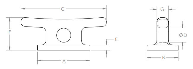 Aluminum Dock Cleats - Aluminum Boat Cleats - Weld Down 