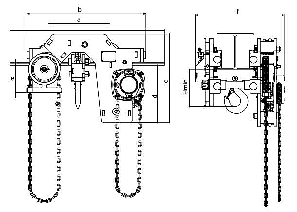 Low Headroom I Beam Chain Hoist