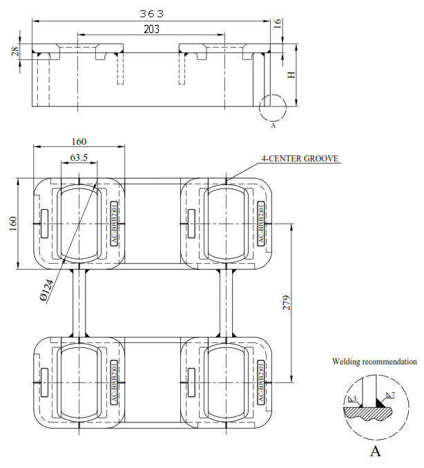 AC-B4 Quadruple Raised Container Foundation