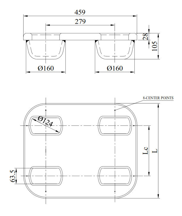 AC-B4 Quadruple Raised Container Foundation