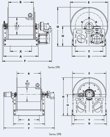 LP Gas Hose Reel: PB and DPB Series Drawing