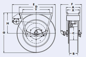 Series IV Inverted Petroleum Diesel Hose Reel Drawing