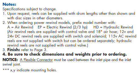 Series 6100 Pumper Cleaner Hose Reels - Notes