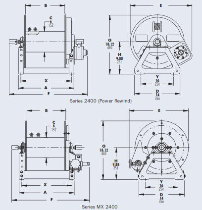 Series 2400 Gas Welding Hose Reels Drawing