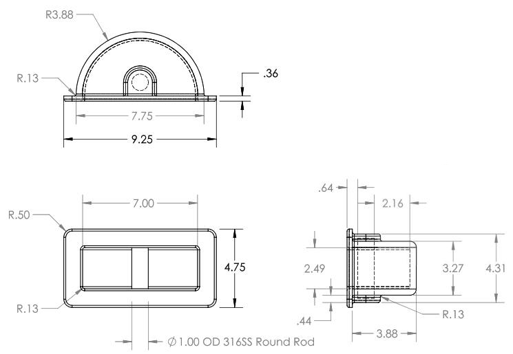 Flush Rectangular Aluminum Lifting Point