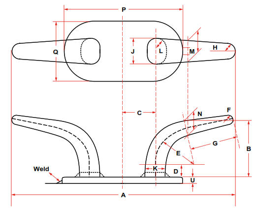 Steel Horned Marine Cleats