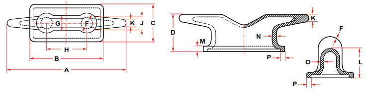 Marine Steel Cleats - Bolt Down