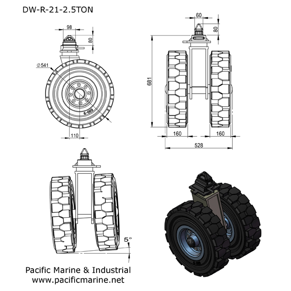 21 Inch ISO Shipping Container Caster Dolly Wheels