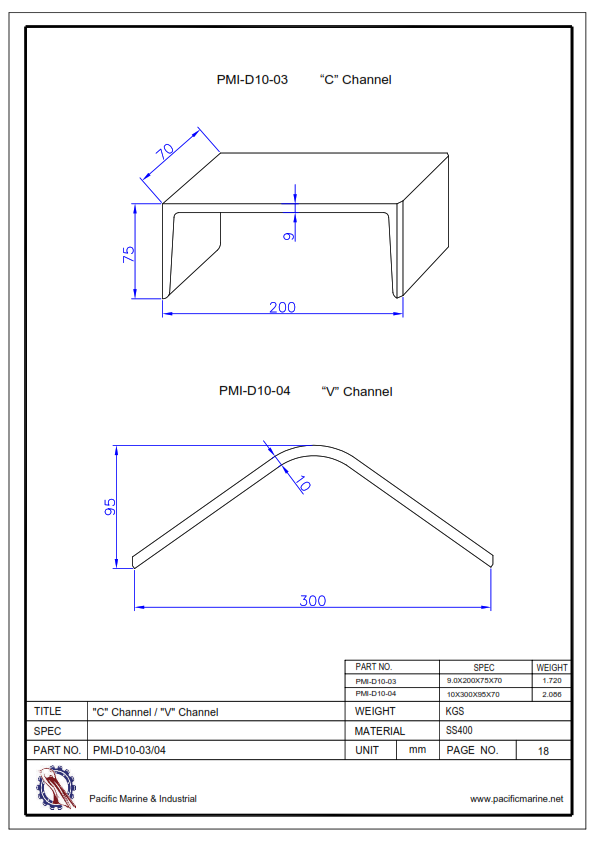 Shipping Container C and V Channel