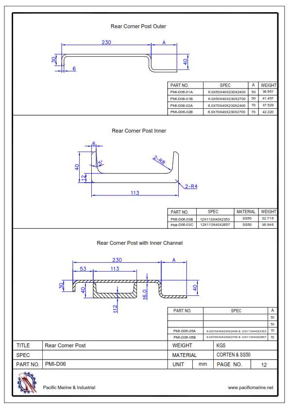 Shipping Container Rear Corner Posts