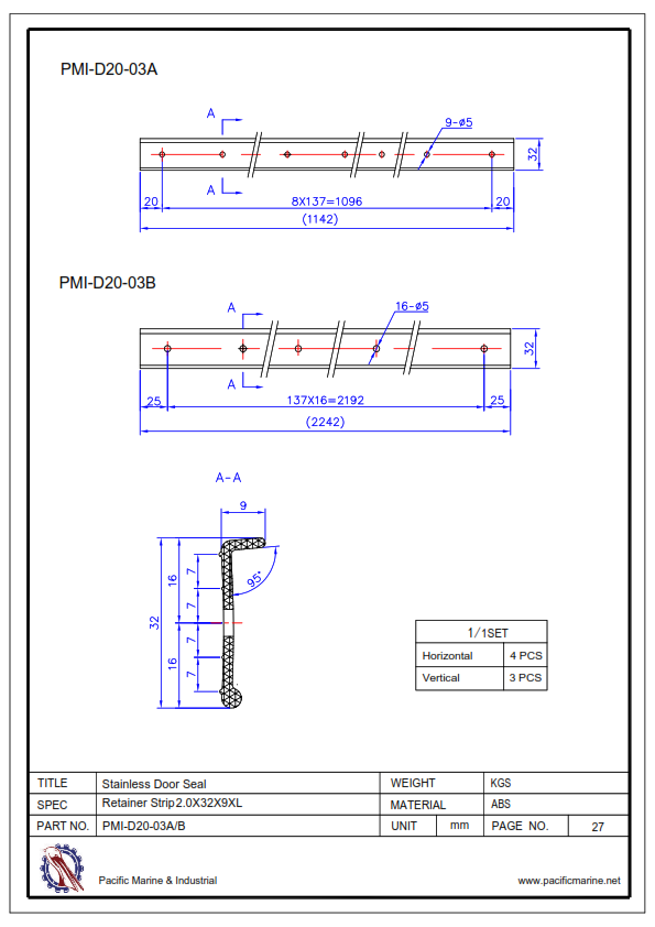 Shipping Container Stainless Door Retainer Strips