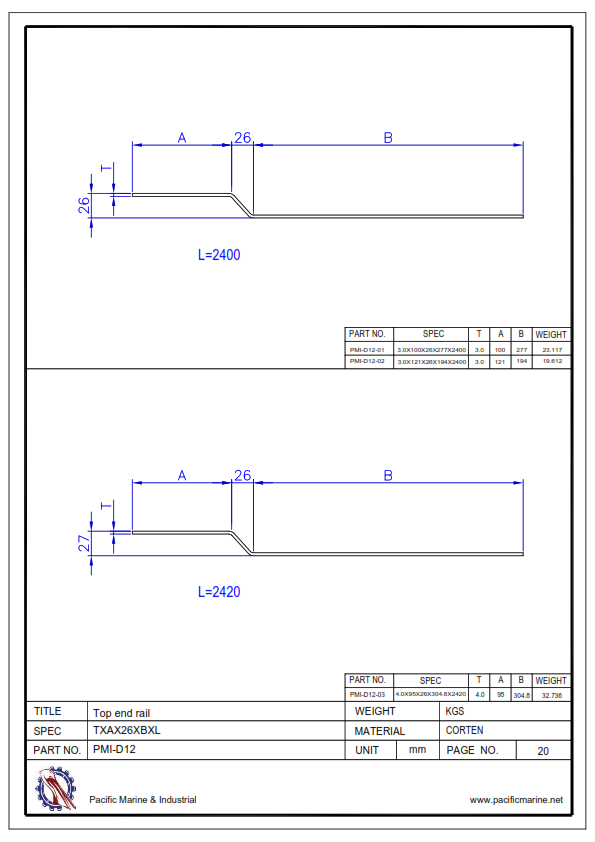 Shipping Container Top End Rail