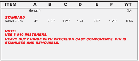 Stainless Heavy Duty Hatch Hinge