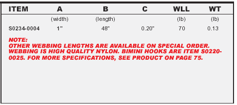 Stainless Webbing with Bimini Hook