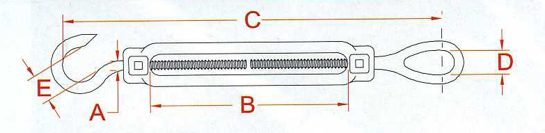 Stainless Hook & Eye Turnbuckle 