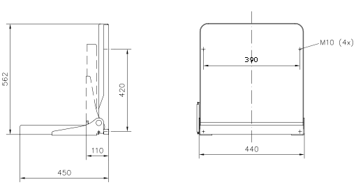 Clam Wall Mounted Folding Chair Drawing