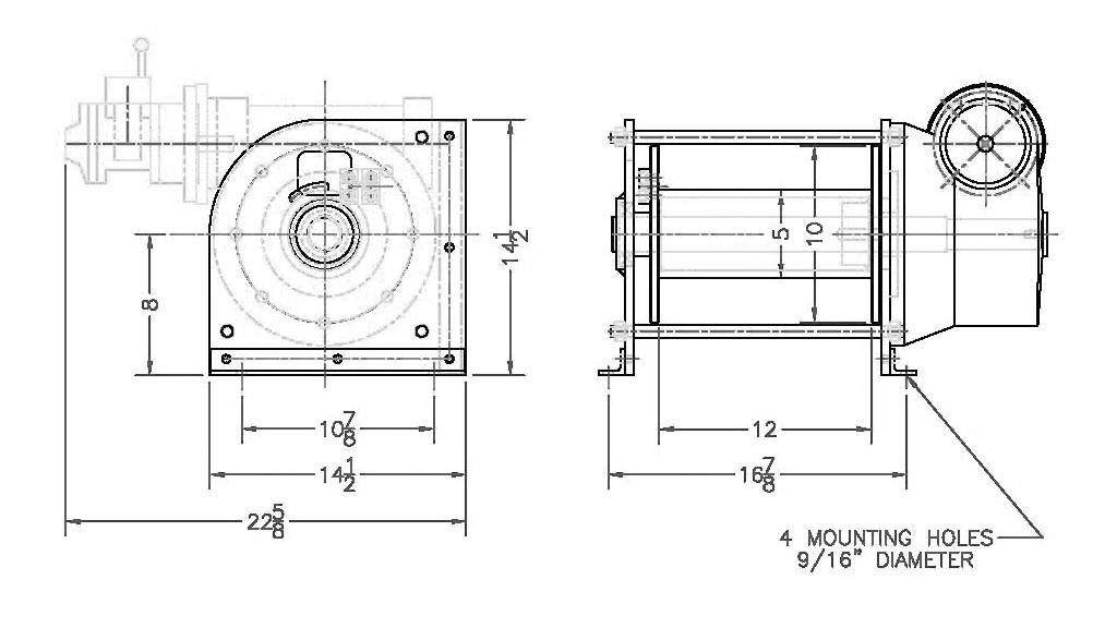 Drawing of BU-12A22 Pneumatic Winch