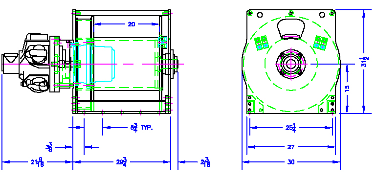 Drawing of WA-100 Pneumatic Winch