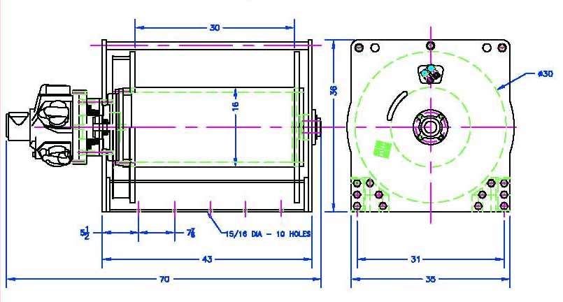 Drawing of WA-160 Pneumatic Winch