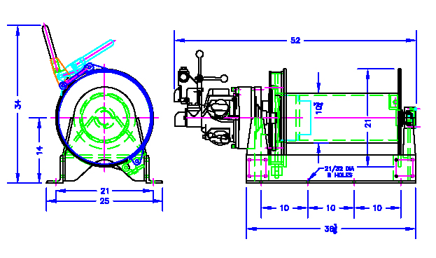 Drawing of WA-45 Pneumatic Winch