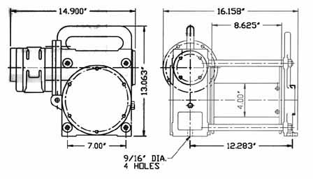 Drawing of BU-8A-15 Pneumatic Winch