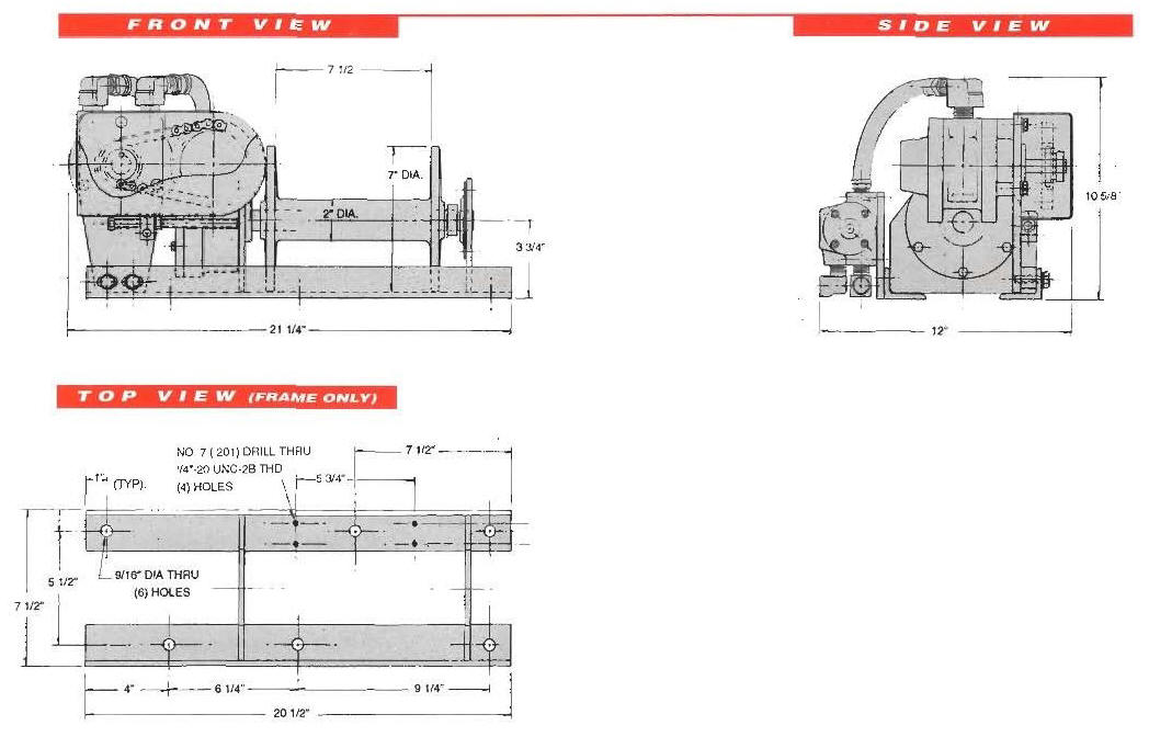 Portable Pneumatic Winch Hoist Air 1000 Drawing